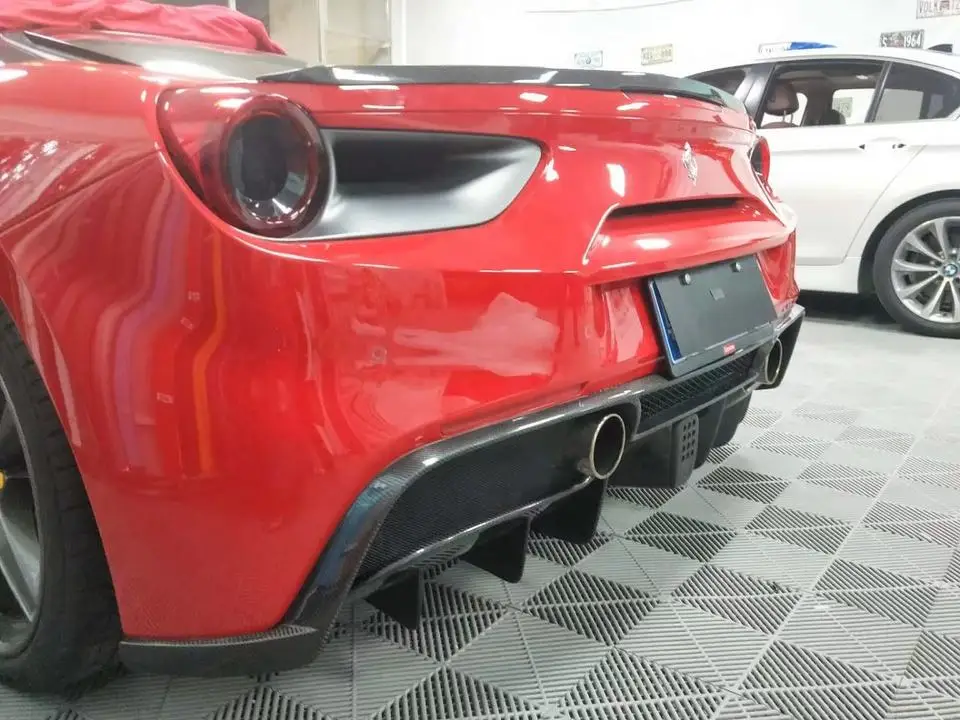 Carbon Fiber Rear Bumper Spoiler Wing Trim Fit for 488 GTB Rear ...