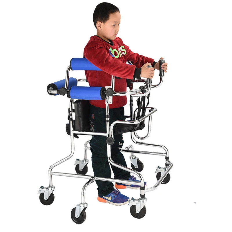 High quality anti rollover Disabled children walking aids hemiplegia lower limb training walker stainless steel standing frame