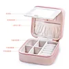 Beautiful Small Portable Travelling Pink color storage rings necklace earrings wooden jewellery box for jewelry set