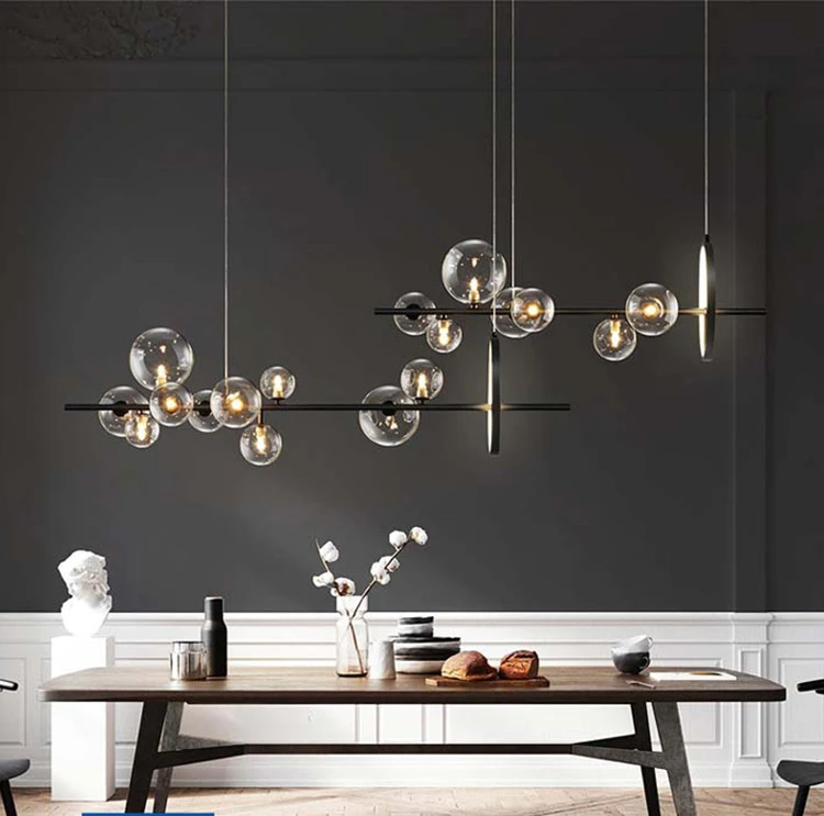 Light luxury chandelier restaurant lamp American industrial style shop commercial dining room chandelier glass bubble lamp