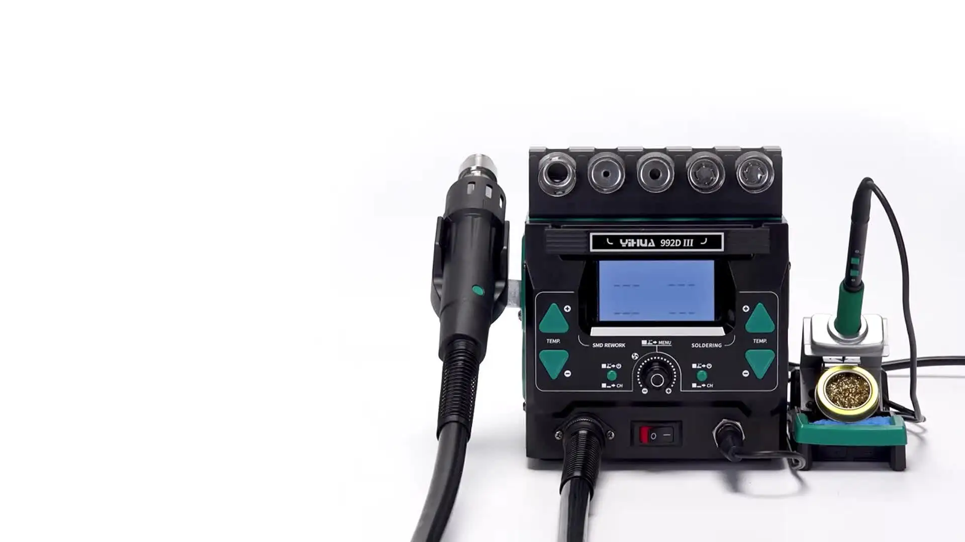 Preciva 992D+ 2-in-1 Soldering & Hot Air Rework Station – LCD, PID Control, 3 Presets, Sleep Mode, °C/°F – Complete Kit With Iron, Gun, Tips & Nozzles