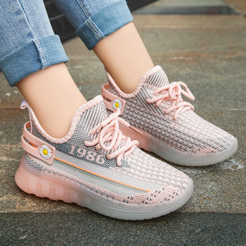 Kids Lace Up Casual Lightweight Comfort Knit Toddler Children Walking