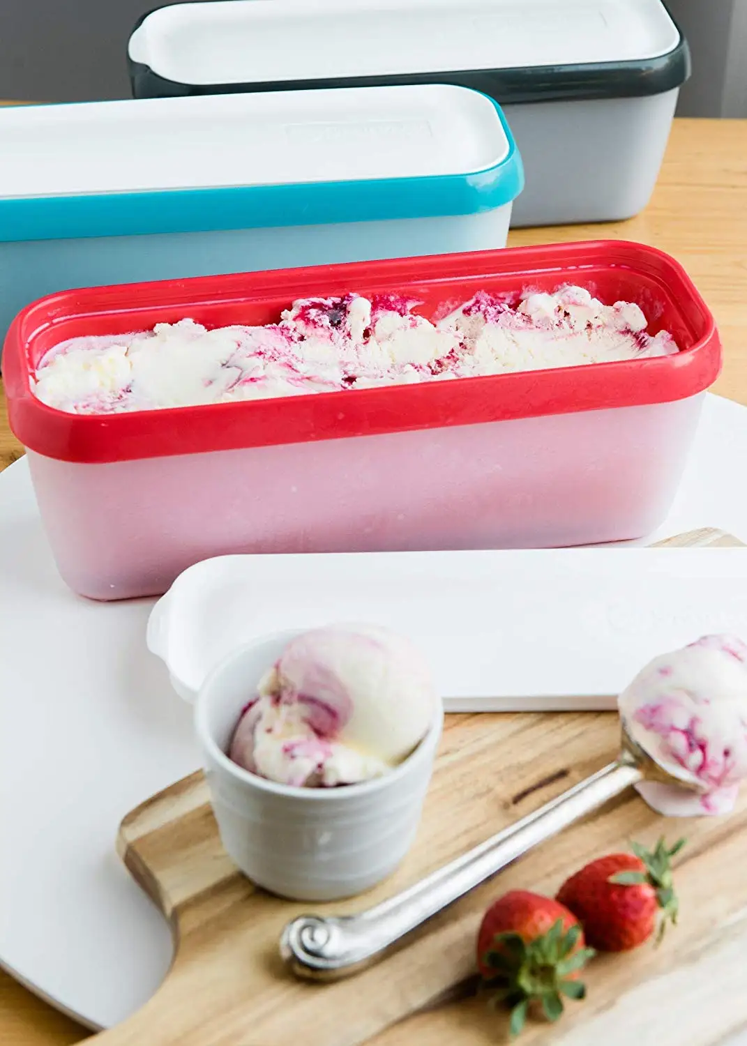 Ecofriendly Reusable Plastic Ice Cream Container With Silicone Lid