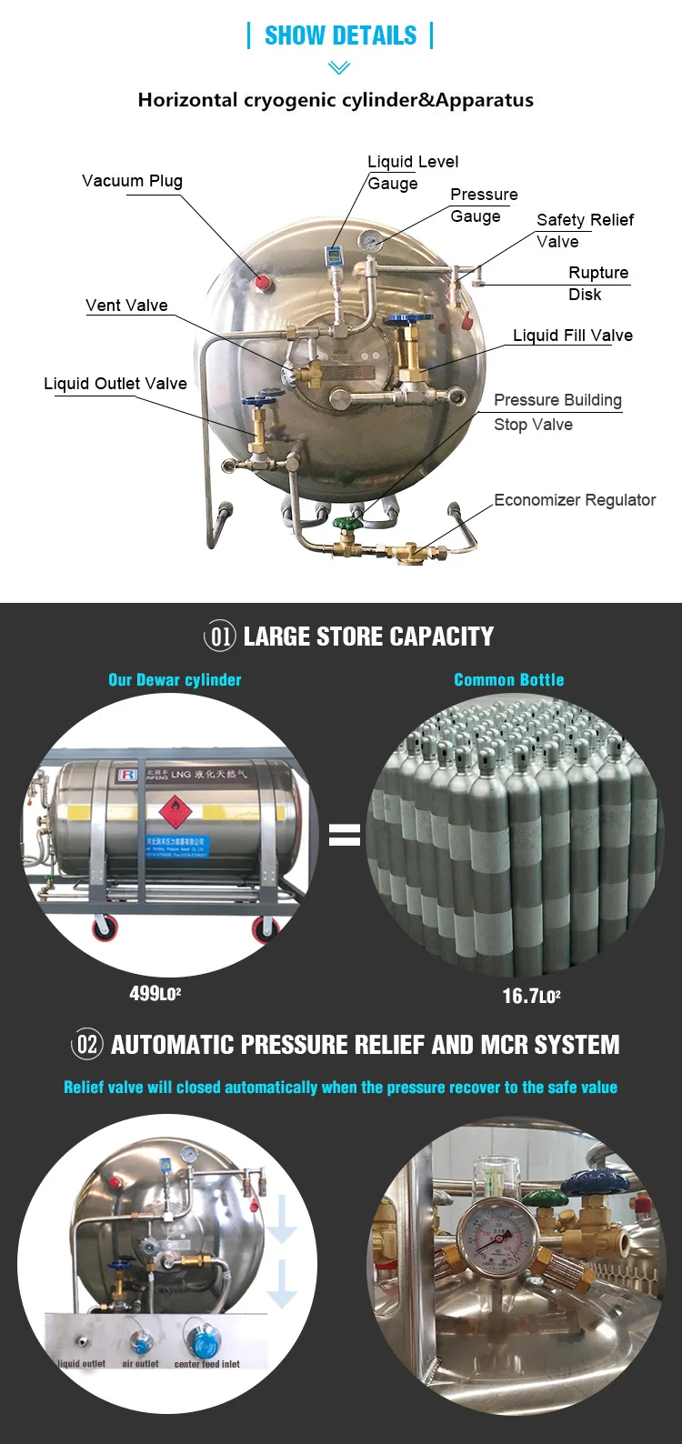 DPW-499-1.59 liquid oxygen cryogenic cylinder for hospital on stock