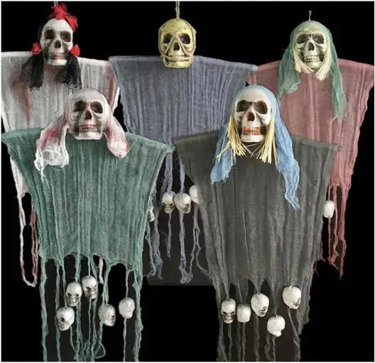 Halloween Props Skeleton Cloth Pendant Curtains Halloween Horror Layout Props 