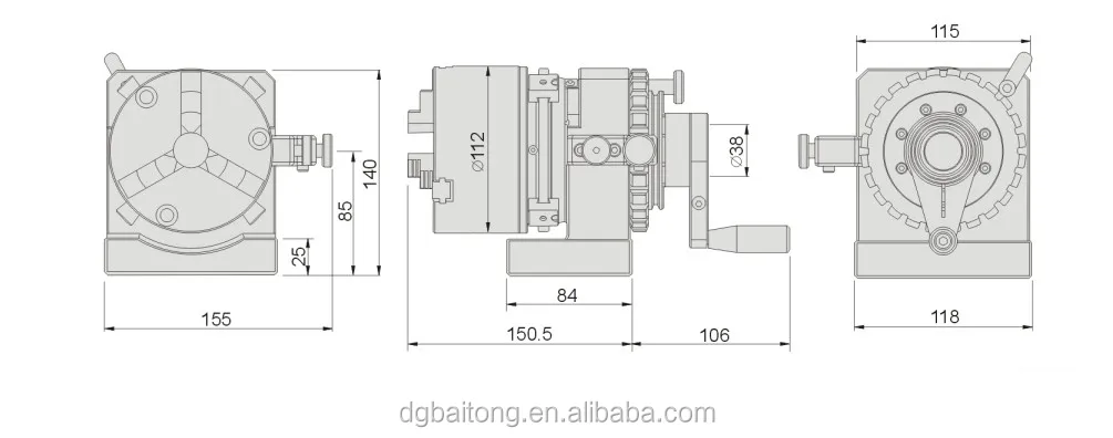 Hohe Präzision BAITO 3 Kiefer locht ehemaliges BT-PFH-SC04 für Schleifmaschine