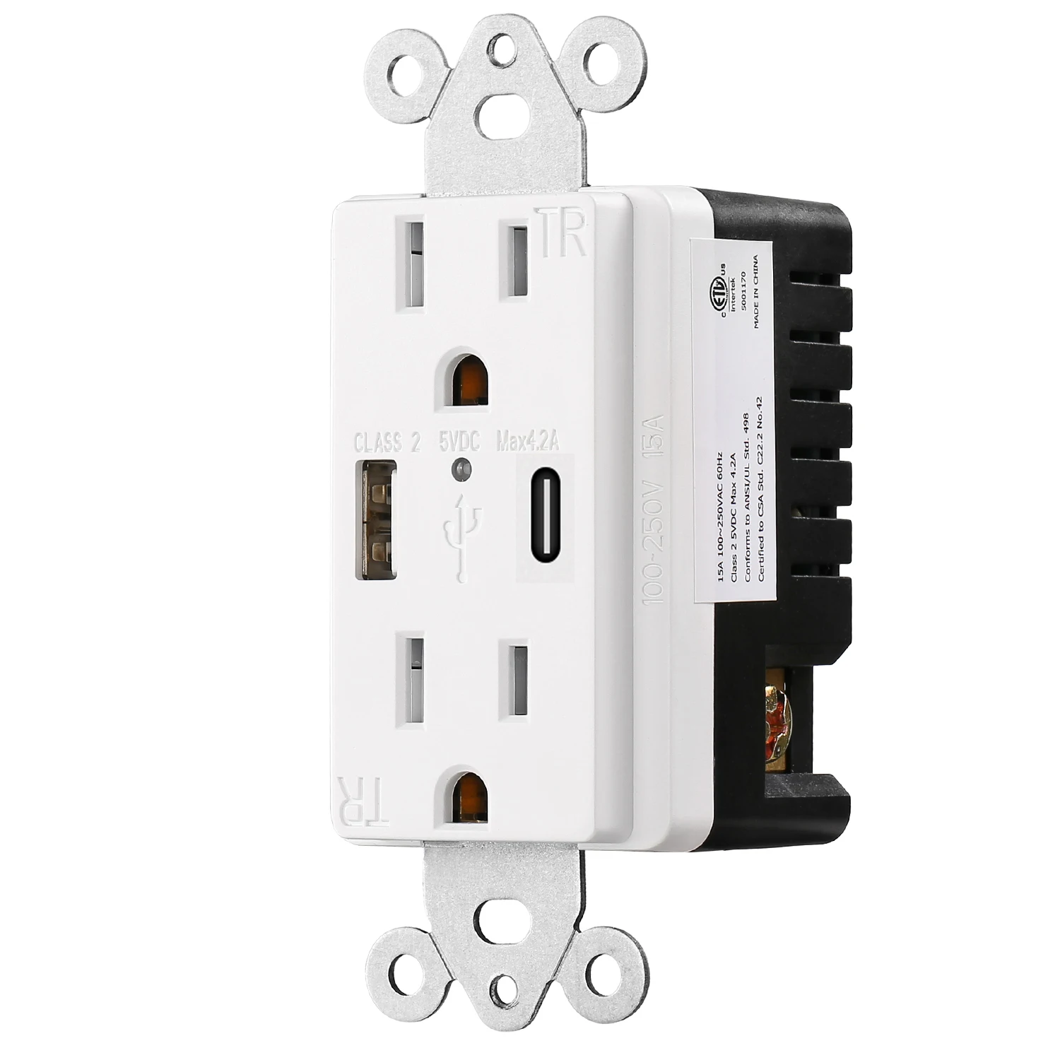 Dual Plug Electric Wall Socket Adapter Wit 2 USB Port Outlet Panel Switch US 
