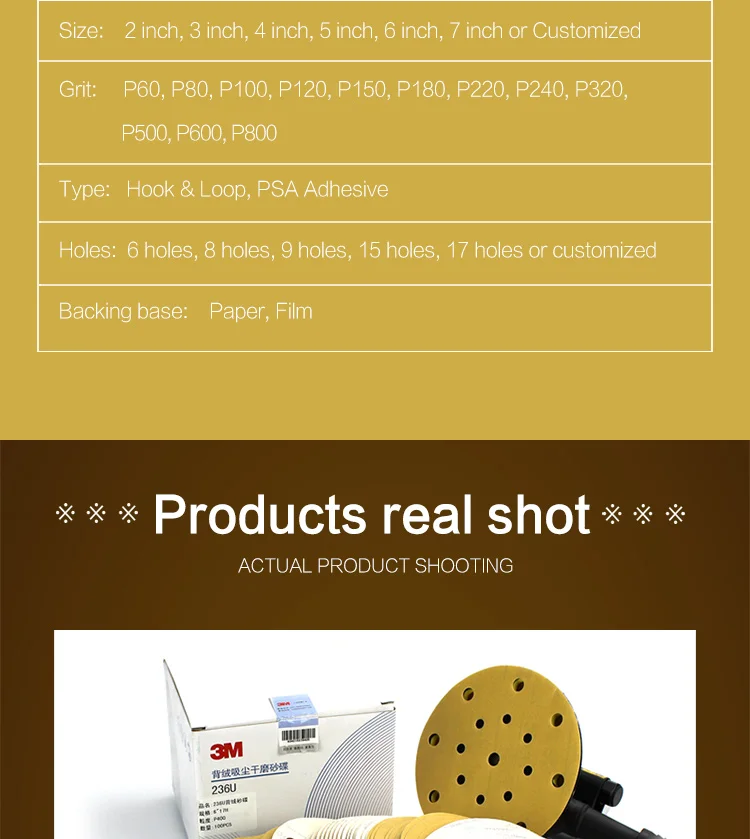 3m High Quality Hook And Loop Psa Abrasive Sand Paper Disc