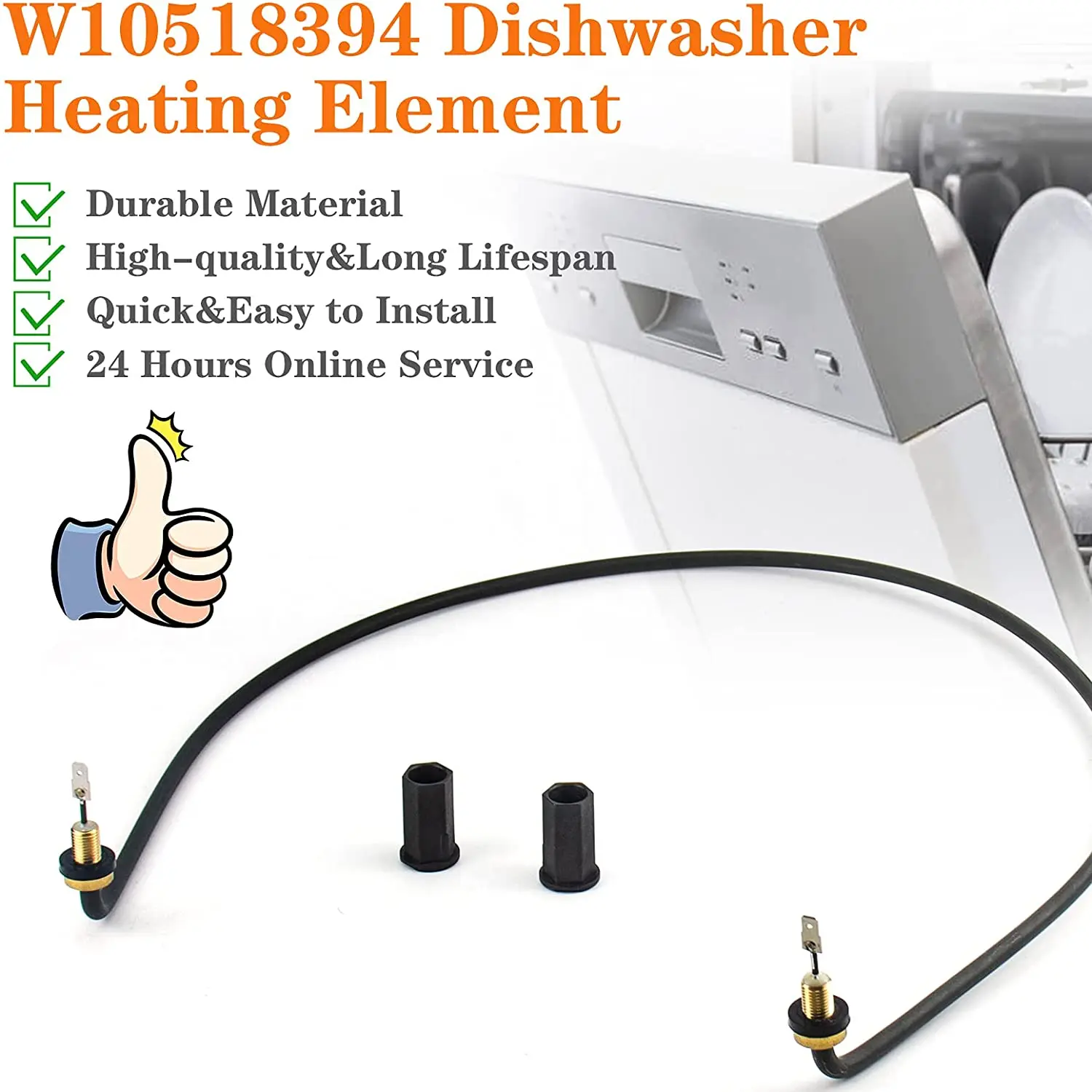 W10518394 W10134009 Dishwasher Heating Element For Crosley Whirlpool