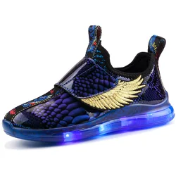 Boy Hot-sell 3 colors hidden button USB charging adults led children sneakers shoes