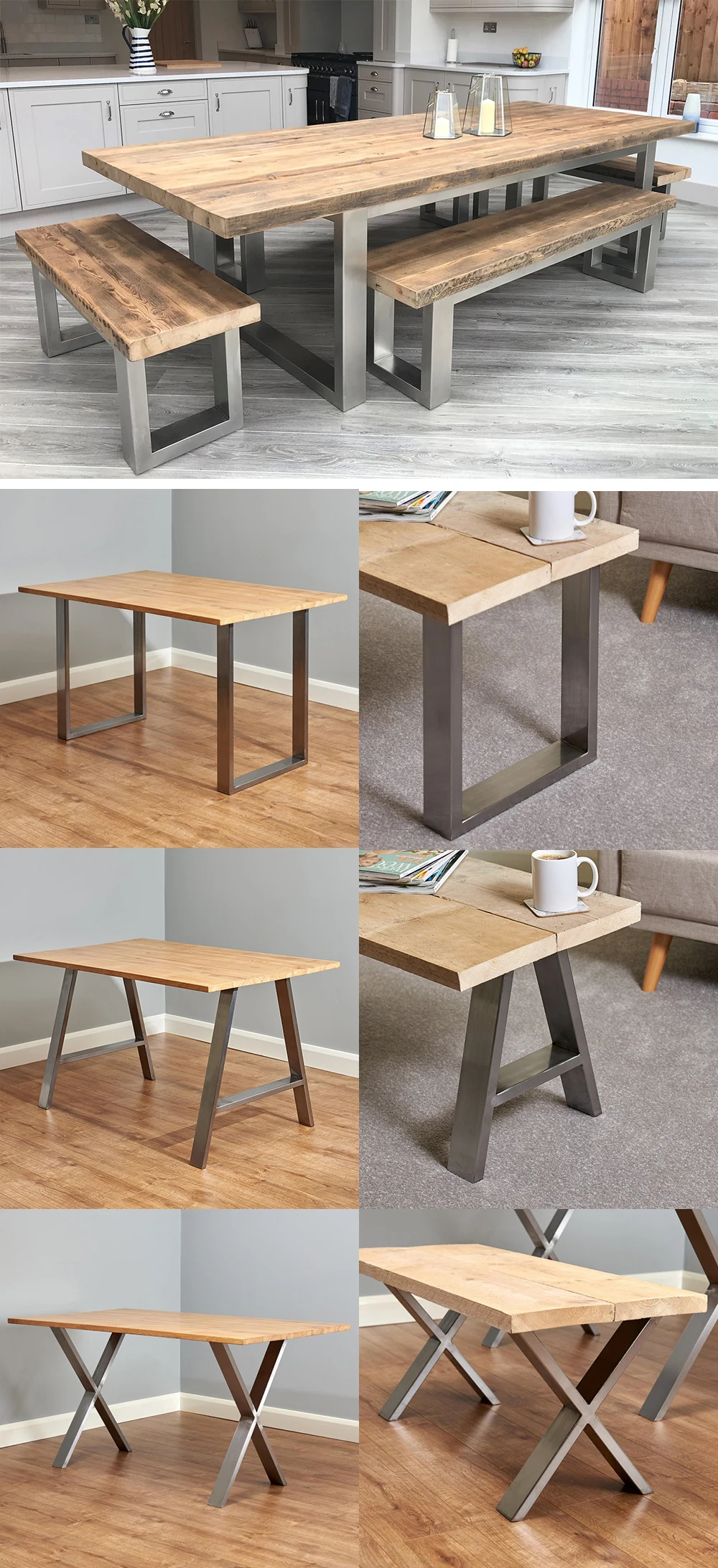 Stainless Steel Table Legs Heavy Duty Furniture Feet Frame Brushed