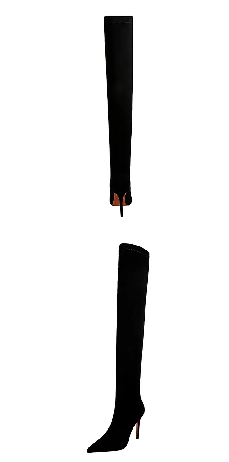 2023 Winter Pointed Toe Wedge Heel Black Sock Boots Warm Women Party Shoes Buy Fashion Trend