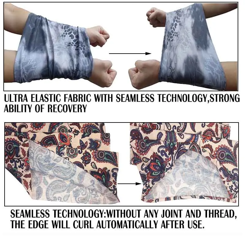 Fashion Scarves Polyester Sublimation Seamless Face Masks Headscarf