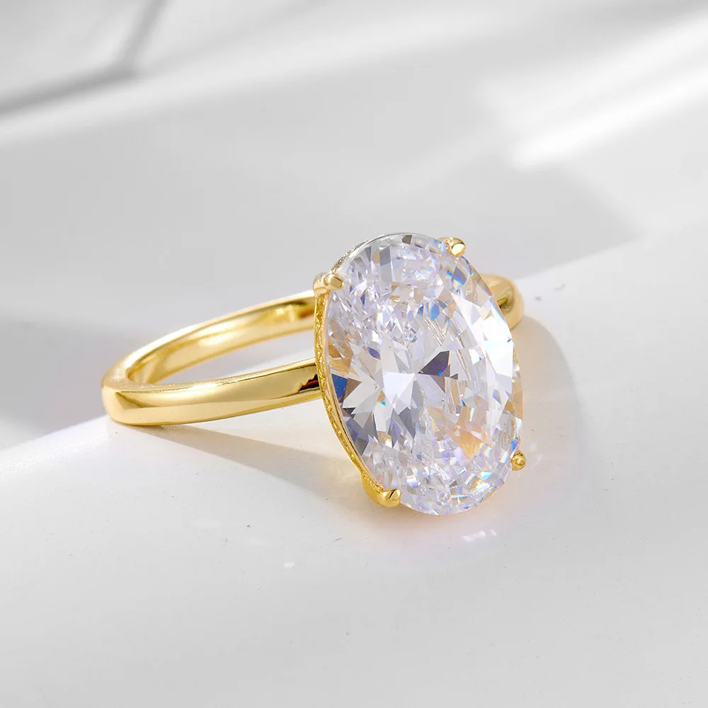 Classic Micro-Infused Full Diamond Ring  Exclusive 8*12 Egg-Shaped Lab Diamond Sterling Silver Ring