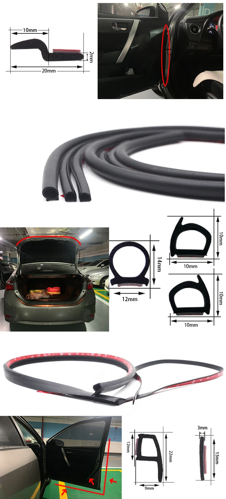 Best Selling Processing Service Universal Soundproof  Soft Tape Strip Seals Rubber Seal For Sliding Door