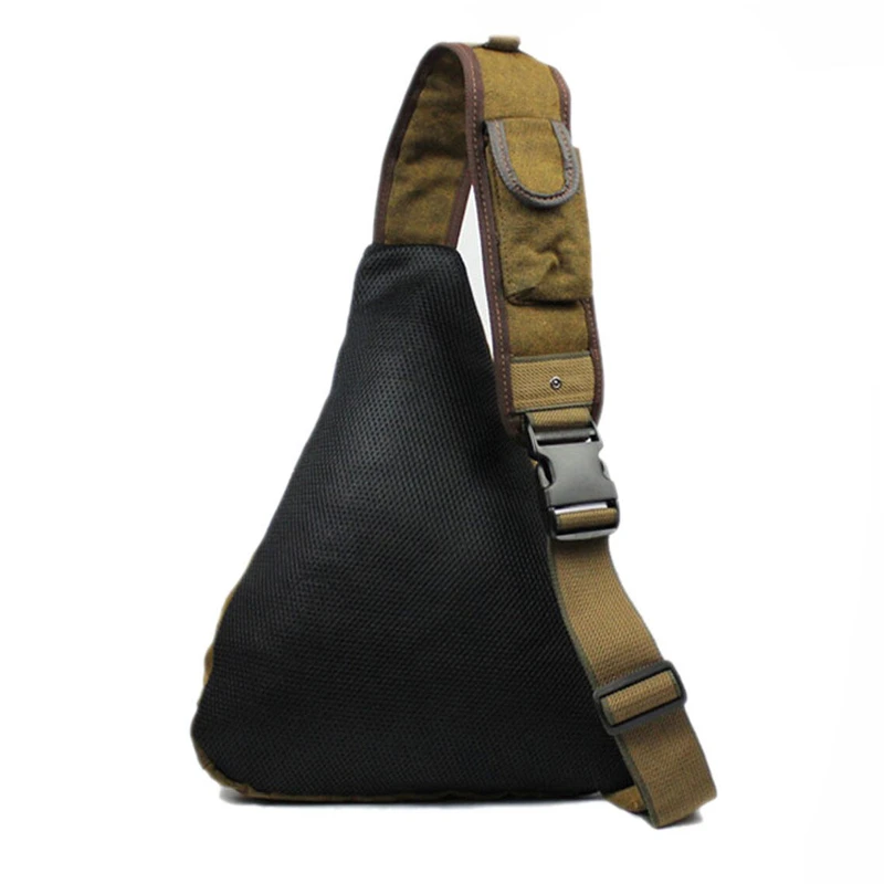 Men Canvas Sling Chest Bag High Capacity Military Travel Riding Hiking Motorcycle Cross Body Messenger Casual Shoulder Day Pack