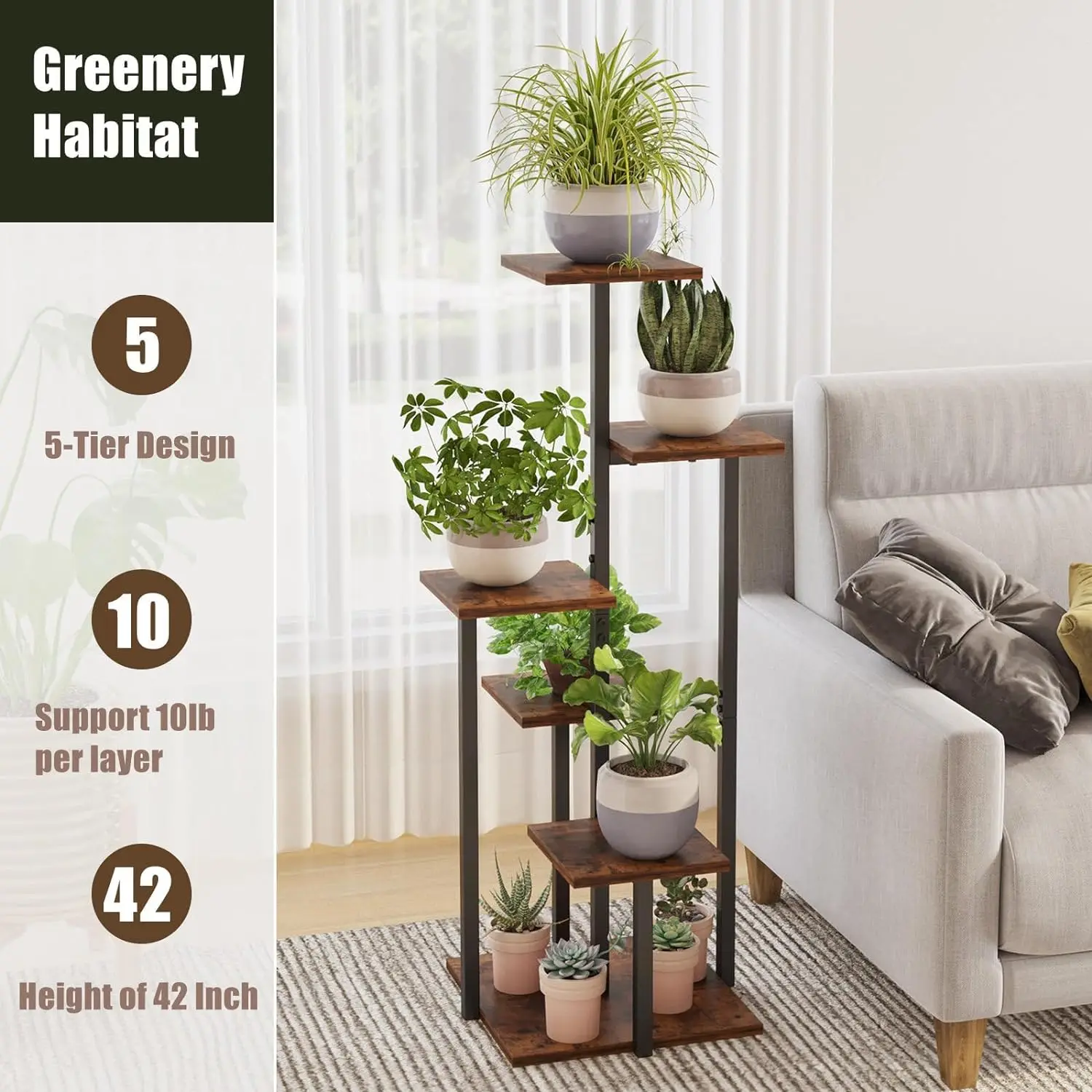 Staggered Design Corner Upgrade Greenery Habitat Corner Flower Stand ...