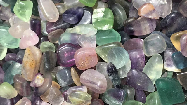 natural rainbow fluorite crystal stone gravel tumbled stones for