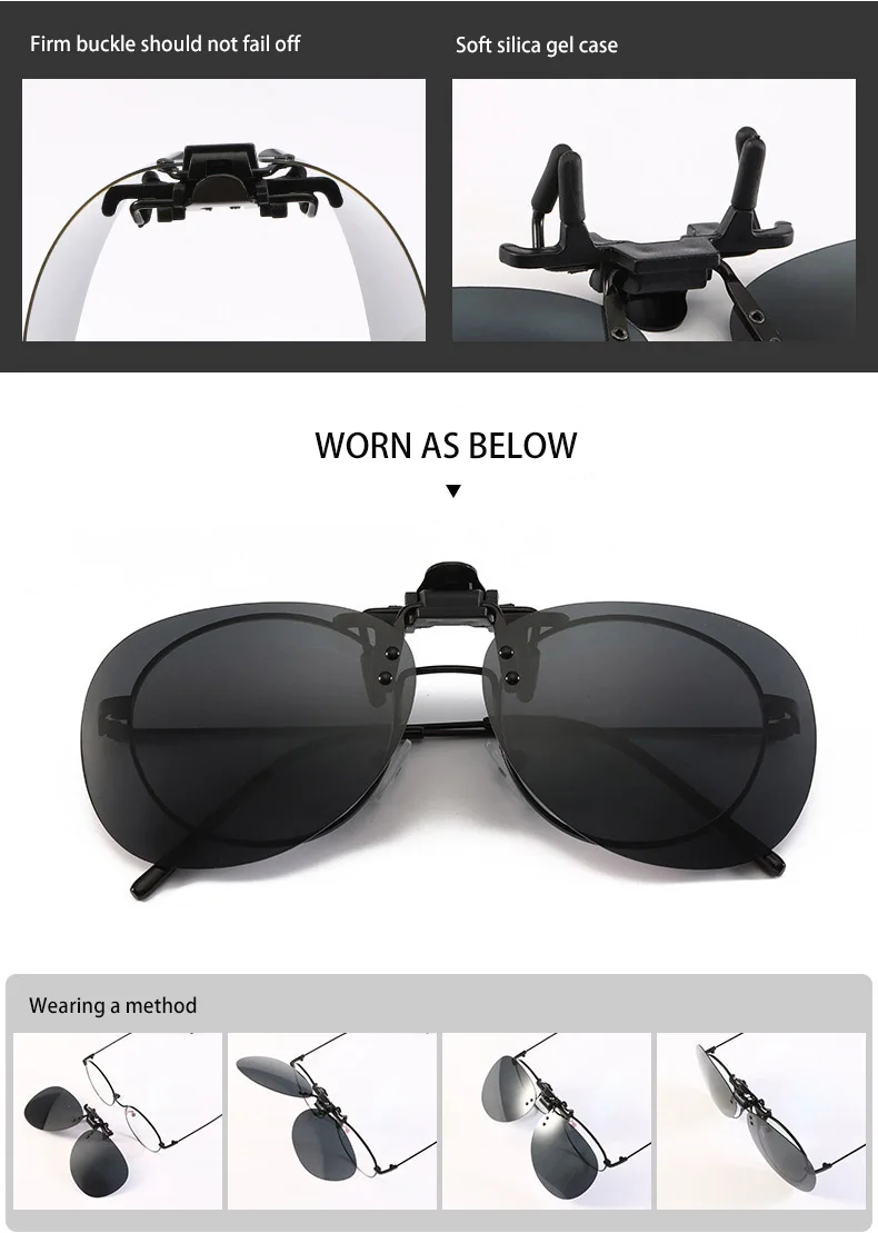 Flip Up Polarized Clip On Sunglasses Driving Night Vision Polarized