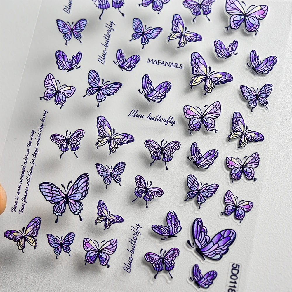 Purple Butterfly Wing Laser Stickers Nail Art Stickers Self Adhesive ...