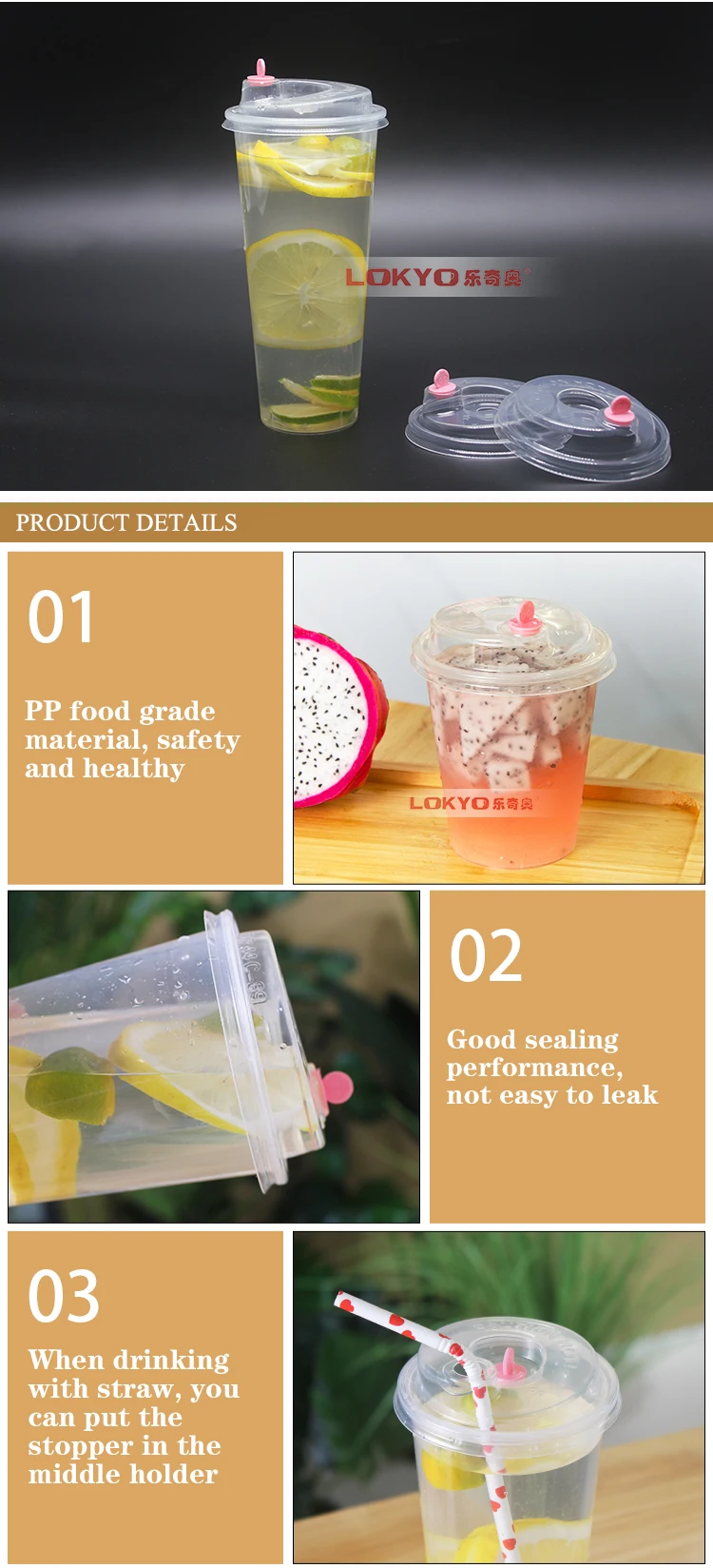 Clear Plastic Bubble Tea Cup Cover 90mm Diameter Plastic Pp Cup Lid