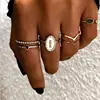 Latest Fashion Punk Style Vintage Silver Gold Knuckle Rings Set For Women Fashion Finger Star Moon crystal Rings With diamond