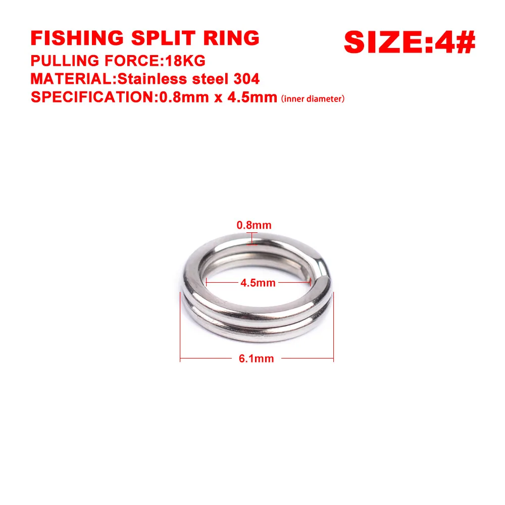 100Pcs/lot Stainless Steel Fishing Ring Split Clip Swivel Double Loop Quick 