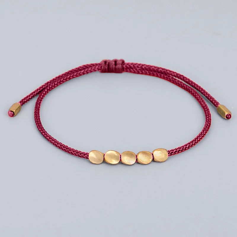 Luck Colorful Rope Handmade Braided Bracelet With 18K Gold Bead For Her For Him 