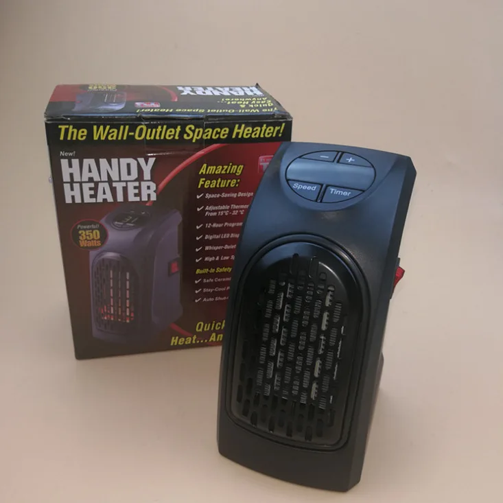 350W Portable Wall-Outlet Electric Handier Fan Heater, Home Warm Air Blower, Room Electric Radiator Fan Warmer