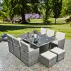Outdoor Wicker Patio rattan cube garden 11 piece dining set and chairs cube table set