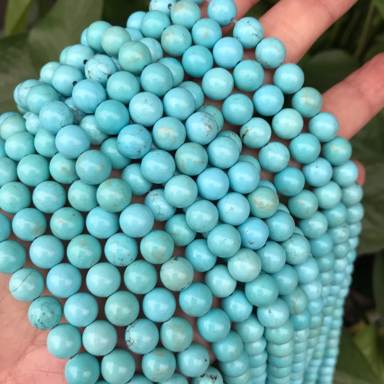 Natural Turquoise Stone Beads Gemstone Smooth Loose Round White Howlite