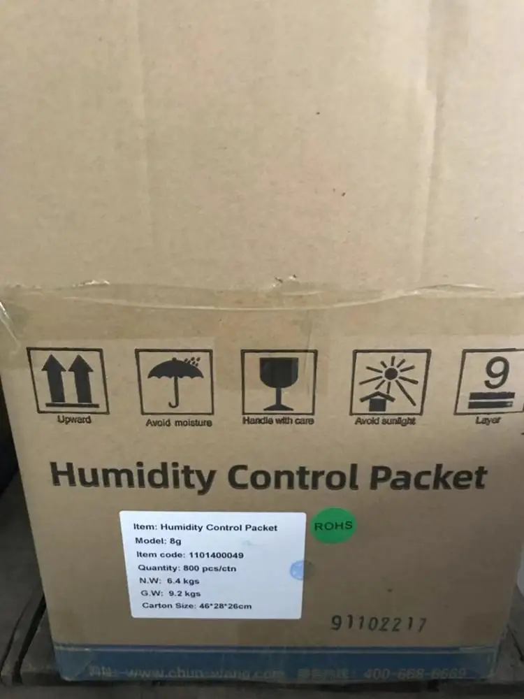 10 Packs Of Humidity Control Packs In A Aluminum Foil Bag With Custom