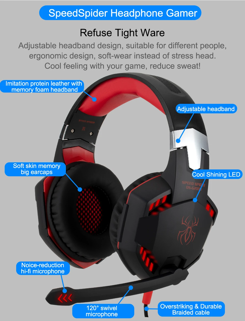 Shenzhen Factory High Performance Stereo Auriculares Gaming Headphones