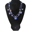 V&R Fashion Jewelry Fashion Imitation Gold Navy White Texture Beads Two Rows Blue Gemstone Necklace Jewellery