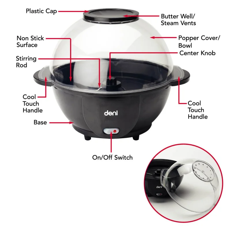 3 Quart Stirring Popcorn Popper Oil Popped Popcorn Machine With Butter