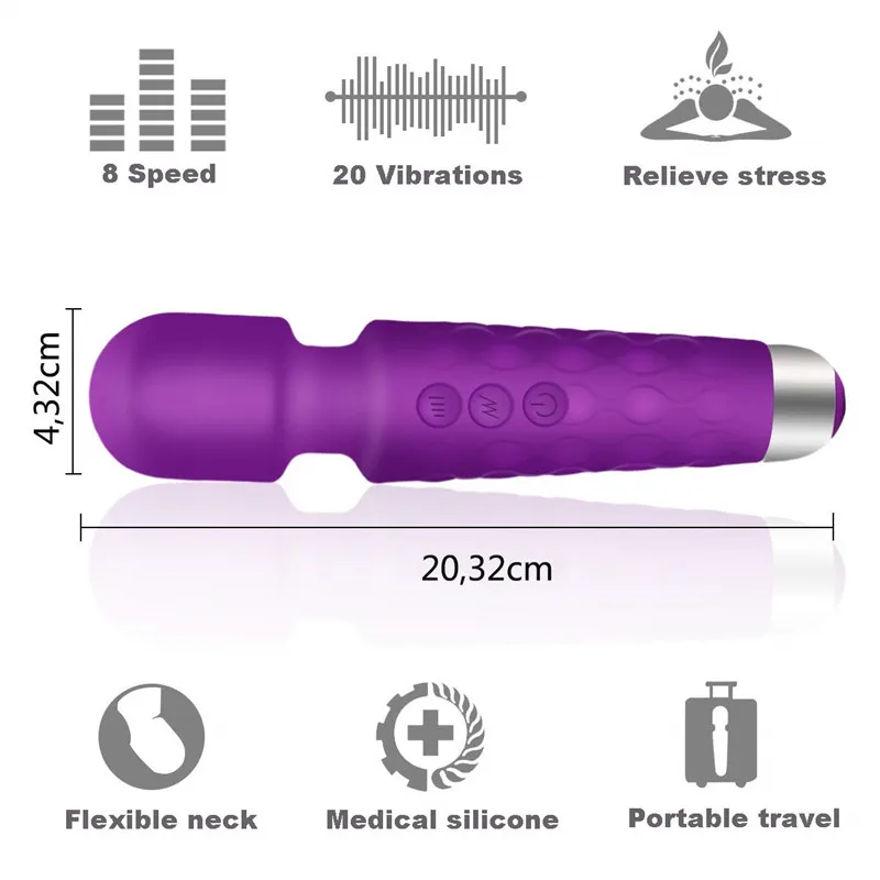 Vibrating Magic Wand Massager For Couples Silicone Wand Massager Body