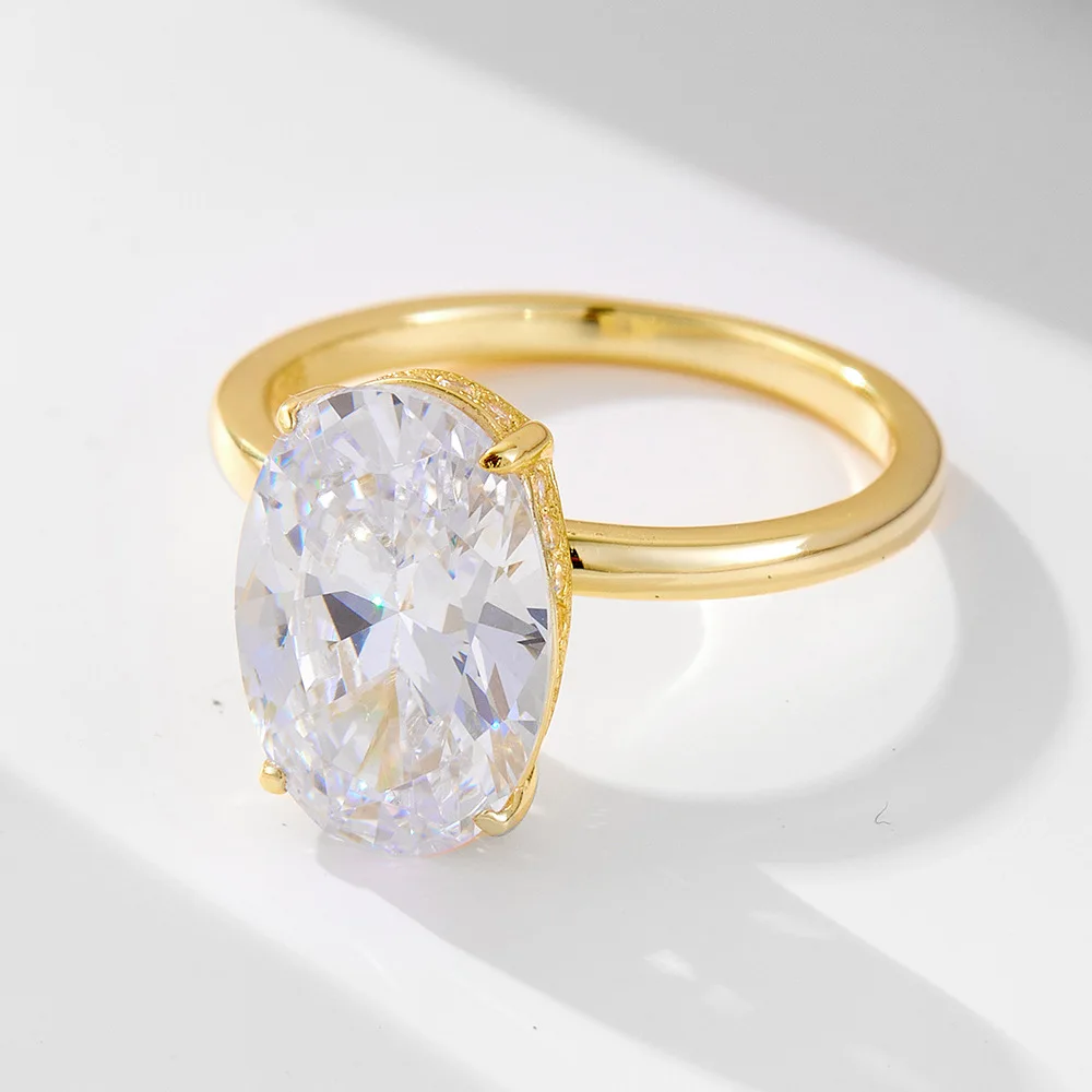 Classic Micro-Infused Full Diamond Ring  Exclusive 8*12 Egg-Shaped Lab Diamond Sterling Silver Ring