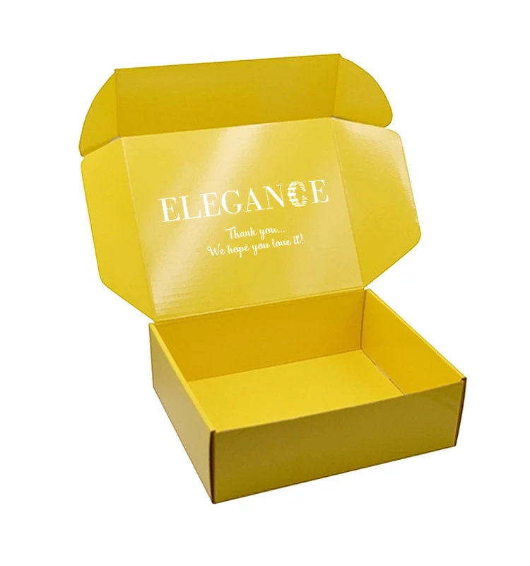Custom Printing Yellow Box Shipping Boxes Folding Corrugated Gift