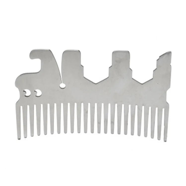 Metal Hair Beard Comb With Bottle Opener Multi-purpose Credit Card Size ...