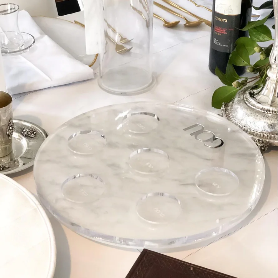 Lucite U Seder Plate For Pesach Marble Acrylic Seder Plate For Passover