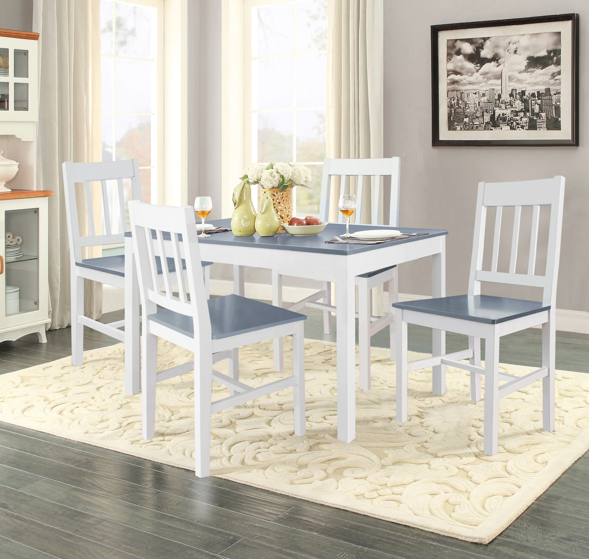 Dinning Table Set Dining Room Furniture 4 Seat Solid Wood Space Saving Modern Simple Dining