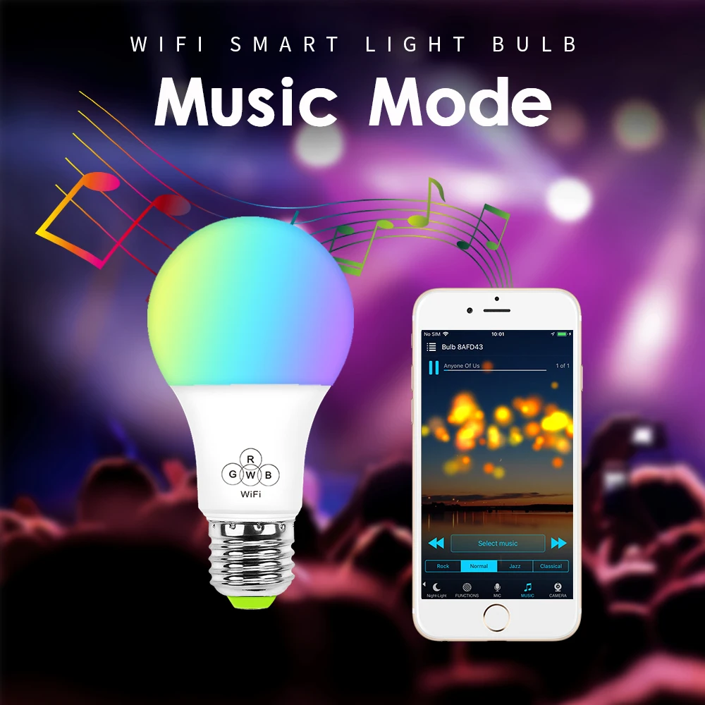 Yarrae Smart LED WIFI Light Bulb with Timer Sunrise Sunset light Function 50w Equivalent E27 Dimmable