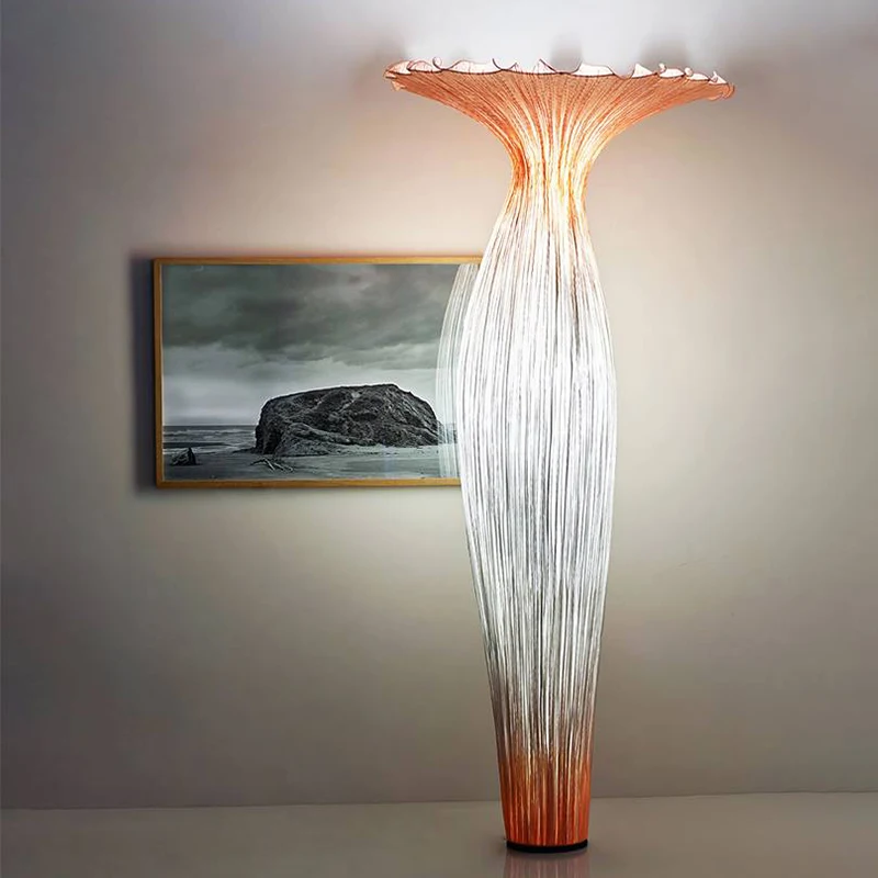 Contemporary Ocean Fabric Floor Lamps Unique Design Simple Floor Lamp