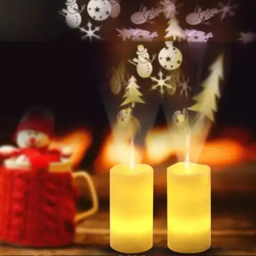 Newest Amazing Projection Light Flameless Candles LED Christmas Rotating Creative Candle Infrared Remote Control Candle Light