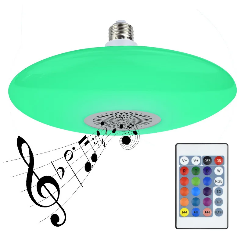 High Power Remote Control Flying Sau-cer Sound Lamp Colorful Blue Tooth Speaker Music 30w Smart Rgb Ceiling Light Led Bulbs