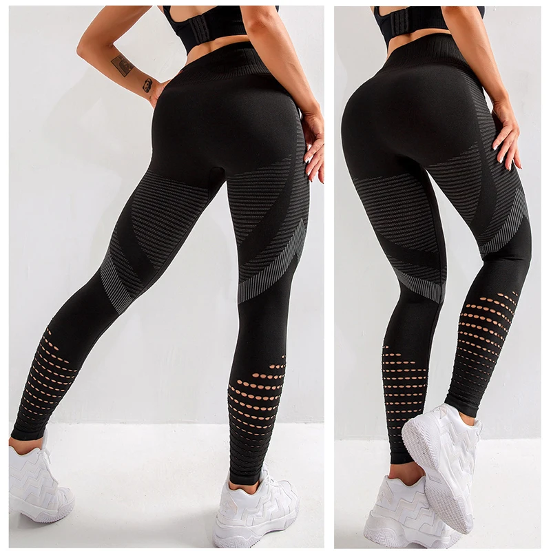 New Fitness Pants Women's High Waist Mesh Tight Yoga Pants Quick Dry ...