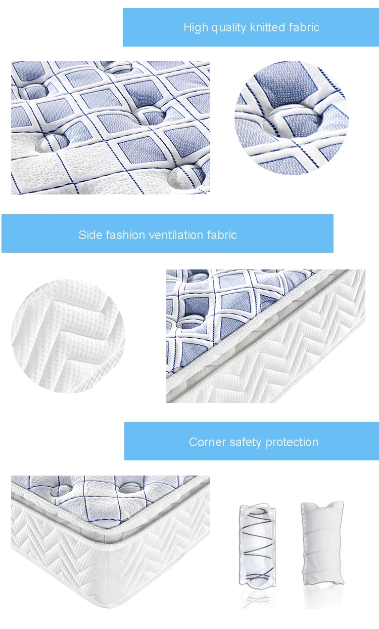 Pillow top design white full size memory foam spring mattress