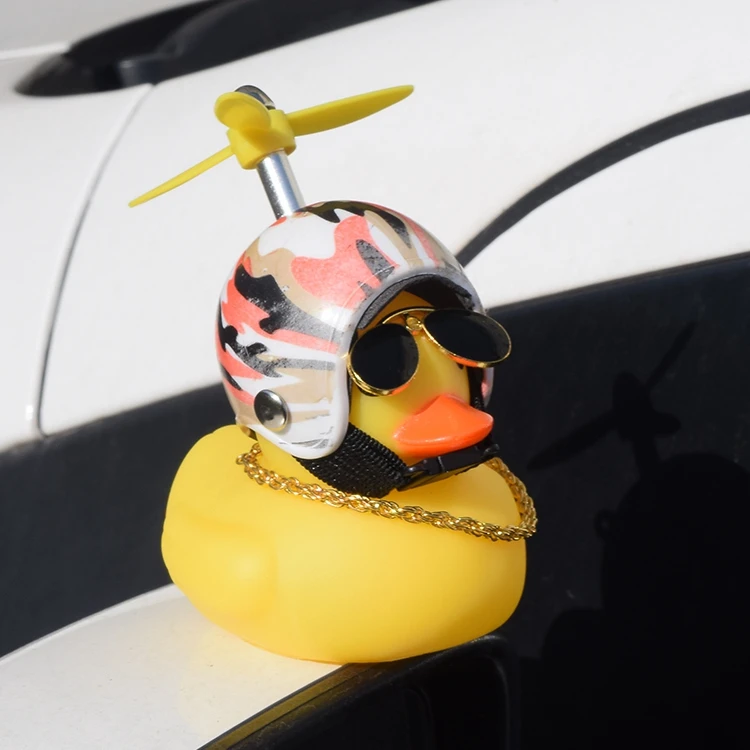 New Special Design Decorate Mini Rubber Duck With Helmet For Bike And