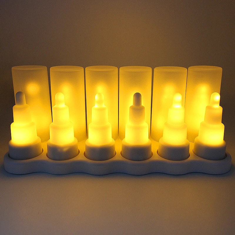 SHENPU Mini Size Wireless Rechargeable Flame Light Birthday Cake Shape Candle Tea Light