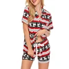 Christmas Pajamas Set Short Sleeve Sleepwear Womens Button Down Nightwear Soft Pj Lounge Sets Xs-Xxl